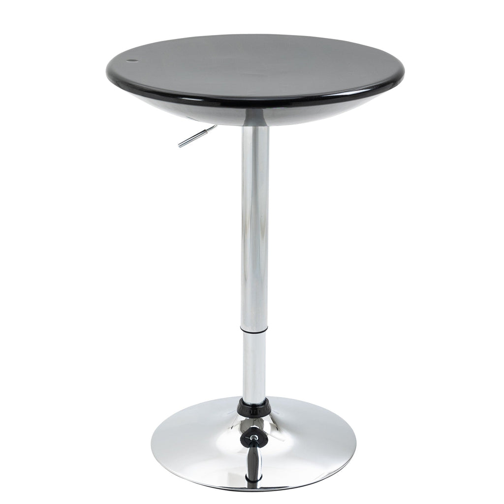 Easycomfort Tavolo Rotondo da Bar with Piano Girevole, Altezza Regolabile with Leva a Gas e Base in Acciaio, ?61x76-97cm, black