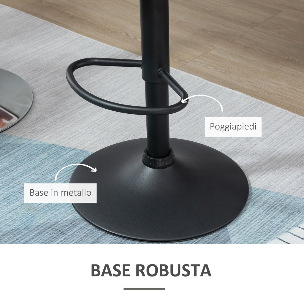 Easycomfort Set 2 Sgabelli da Bar with Altezza Regolabile Base in Metallo Seduta in Velluto, Sgabelli Cucina Alti Girevole with Schienale e Poggiapiedi, 51.5x57.5x93-114.5cm, Grigio