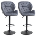 Easycomfort Set 2 Sgabelli da Bar with Altezza Regolabile Base in Metallo Seduta in Velluto, Sgabelli Cucina Alti Girevole with Schienale e Poggiapiedi, 51.5x57.5x93-114.5cm, Grigio