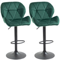 Easycomfort Set 2 Sgabelli da Bar, Altezza Regolabile with Base in Metallo e Seduta in Velluto, Sgabelli Moderni with Schienale e Poggiapiedi, 46x48x83-104cm, Verde