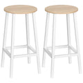 Easycomfort Set 2 Sgabelli da Cucina in Truciolato e Acciaio with Piano Liscio e Poggiapiedi, 32.5x32.5x65 cm, white e Legno