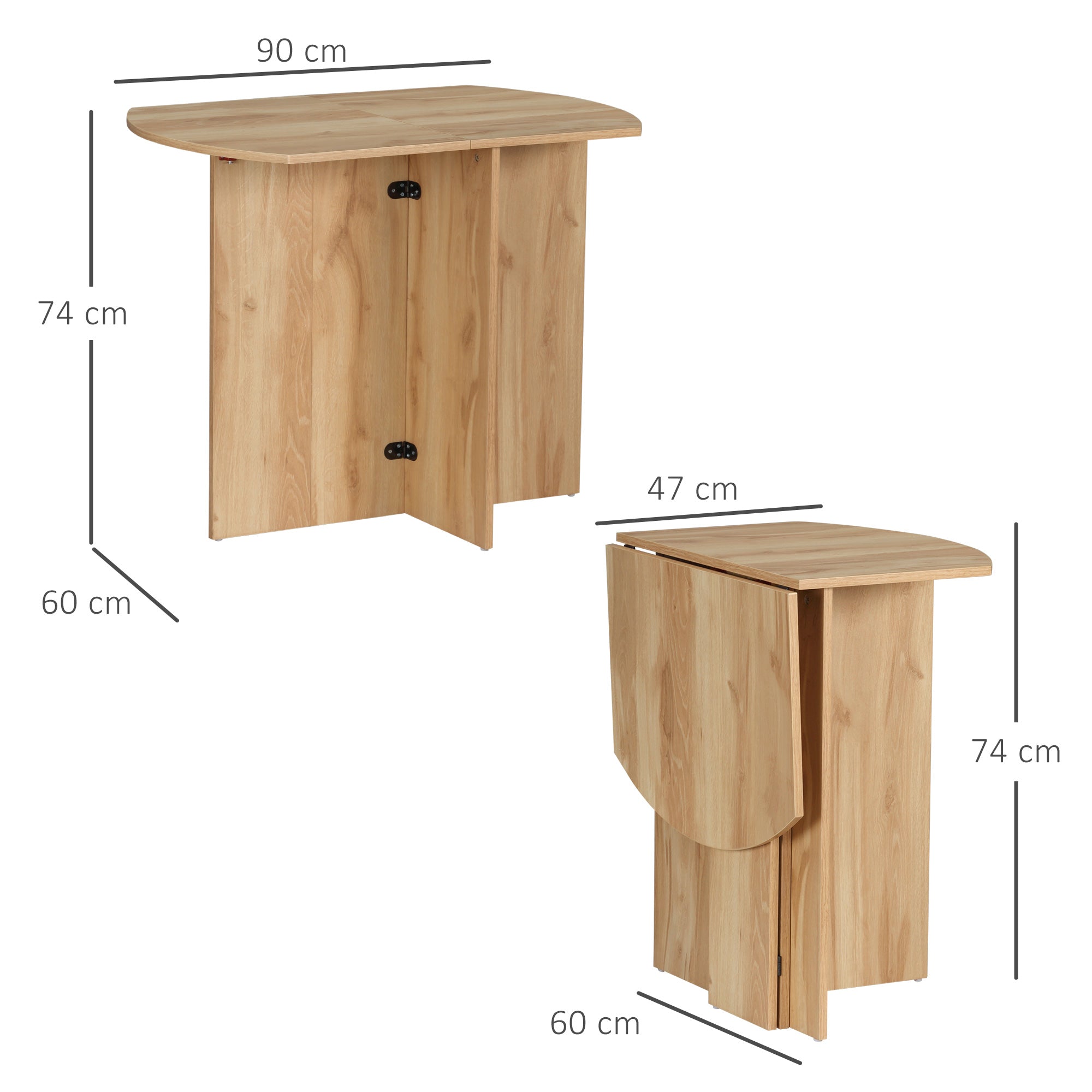 Easycomfort Opvouwbare eettafel 90x60x74 cm, eik