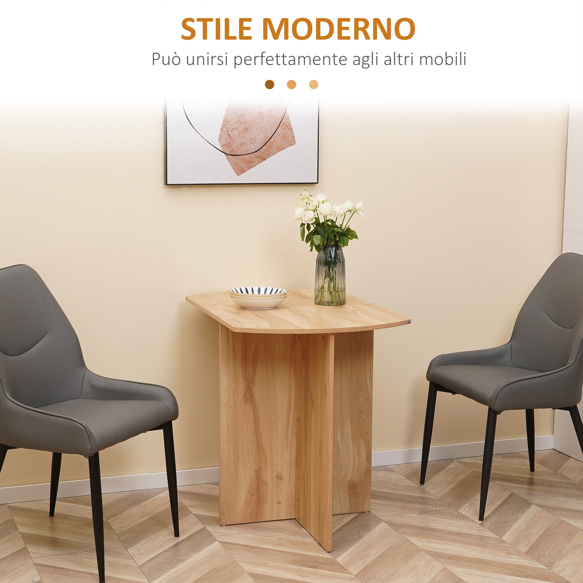 Easycomfort Opvouwbare eettafel 90x60x74 cm, eik