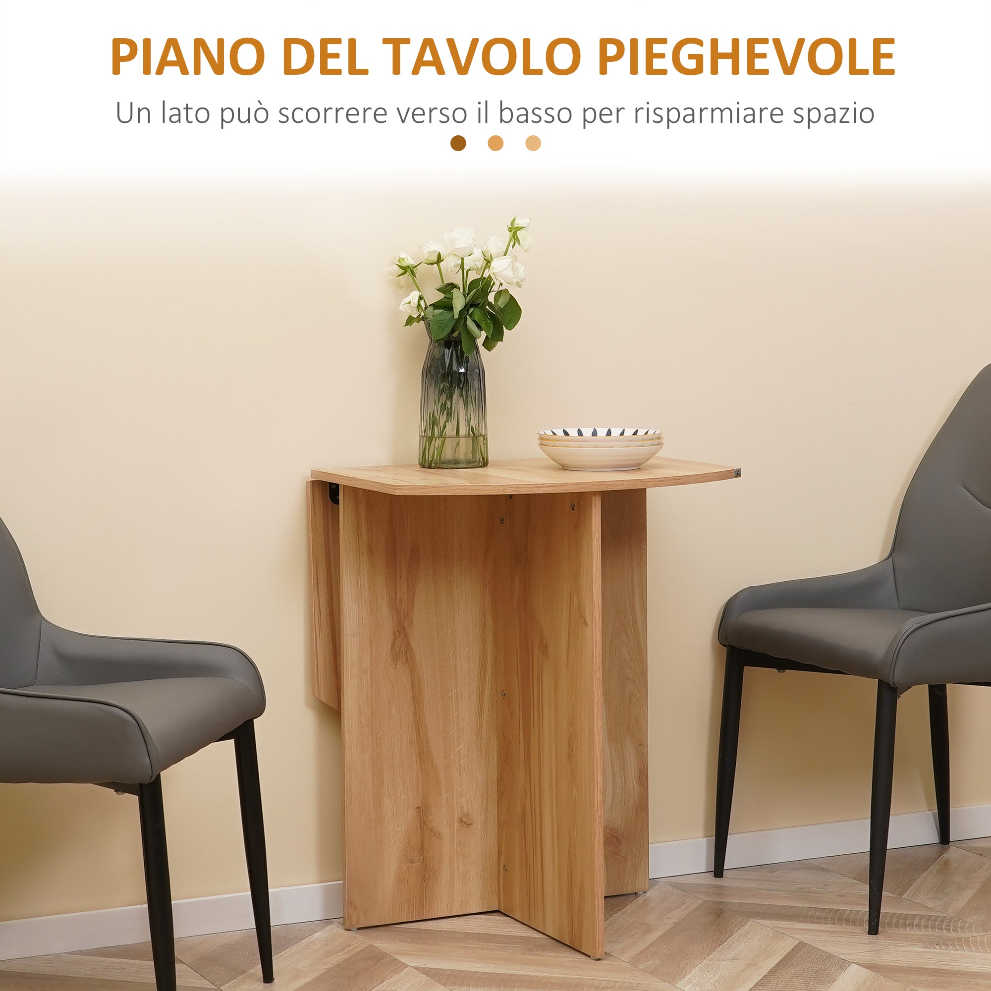 Easycomfort Opvouwbare eettafel 90x60x74 cm, eik
