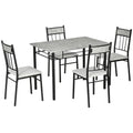 Easycomfort Set Tavolo e Sedie 5pz, Tavolo da Pranzo Rettangolare in Metallo e MDF e 4 Sedie da Pranzo Grigio e black