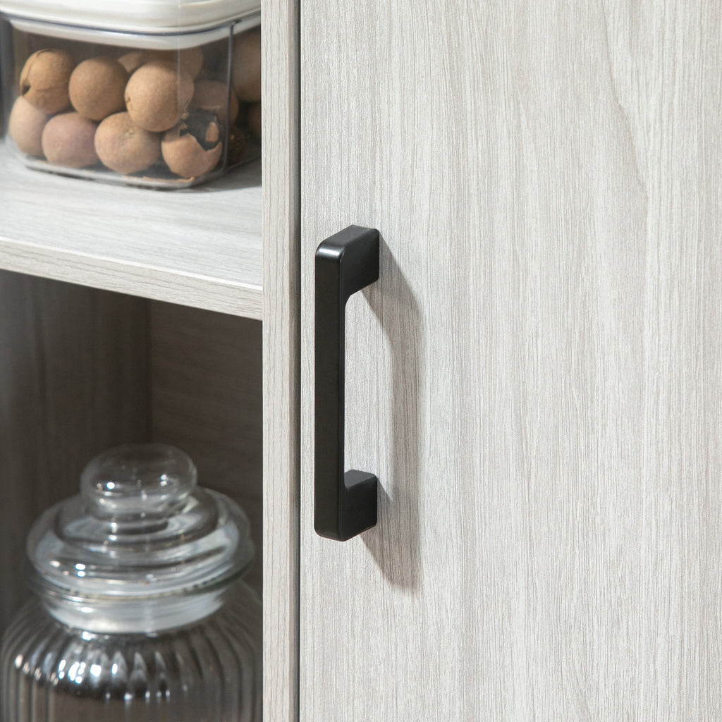 Easycomfort Credenza Moderna in Legno with 2 Armadietti e Ripiani, Mobile Cucina e per Ingresso Grigio Chiaro, 100x34x87.2cm