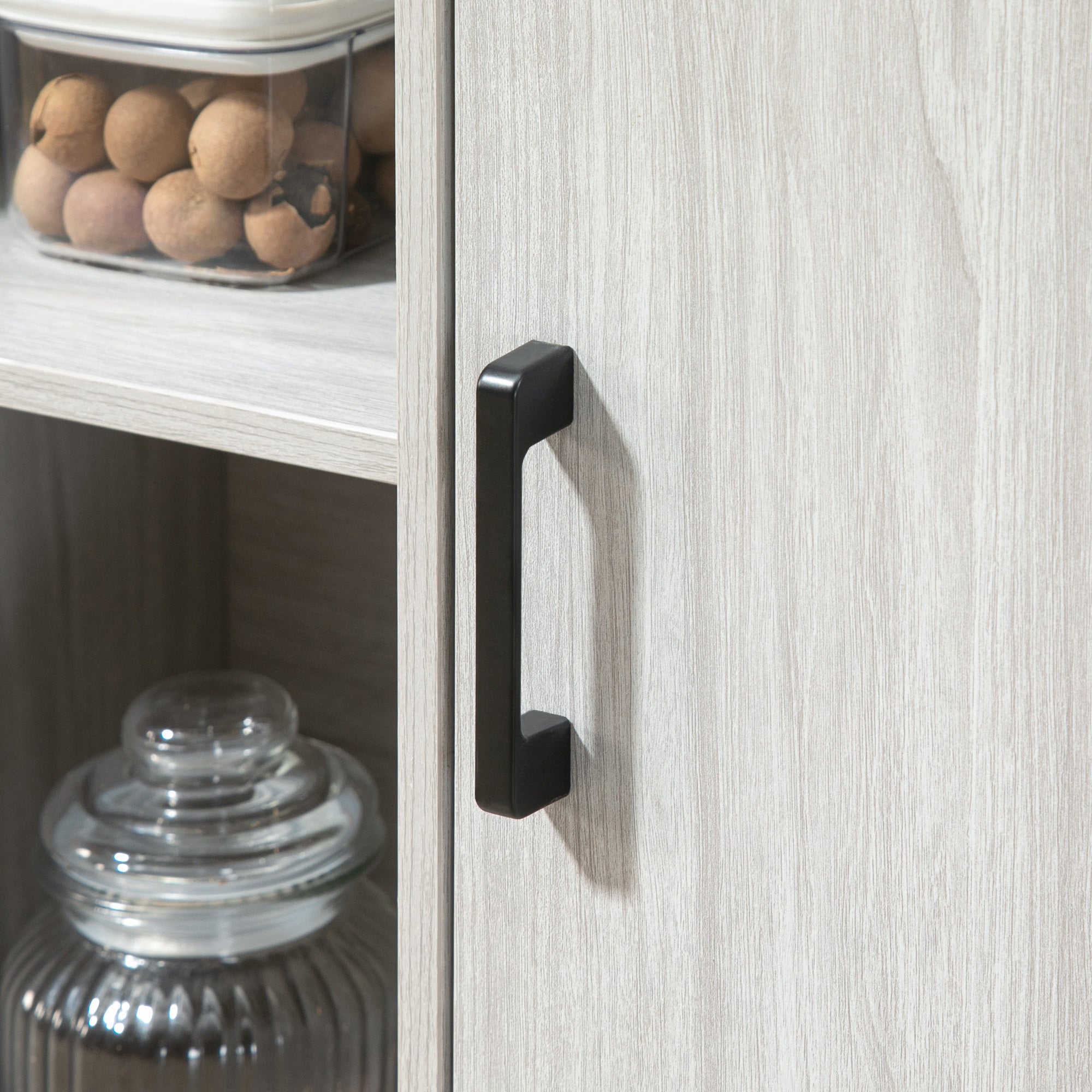 Easycomfort Credenza Moderna in Legno with 2 Armadietti e Ripiani, Mobile Cucina e per Ingresso Grigio Chiaro, 100x34x87.2cm