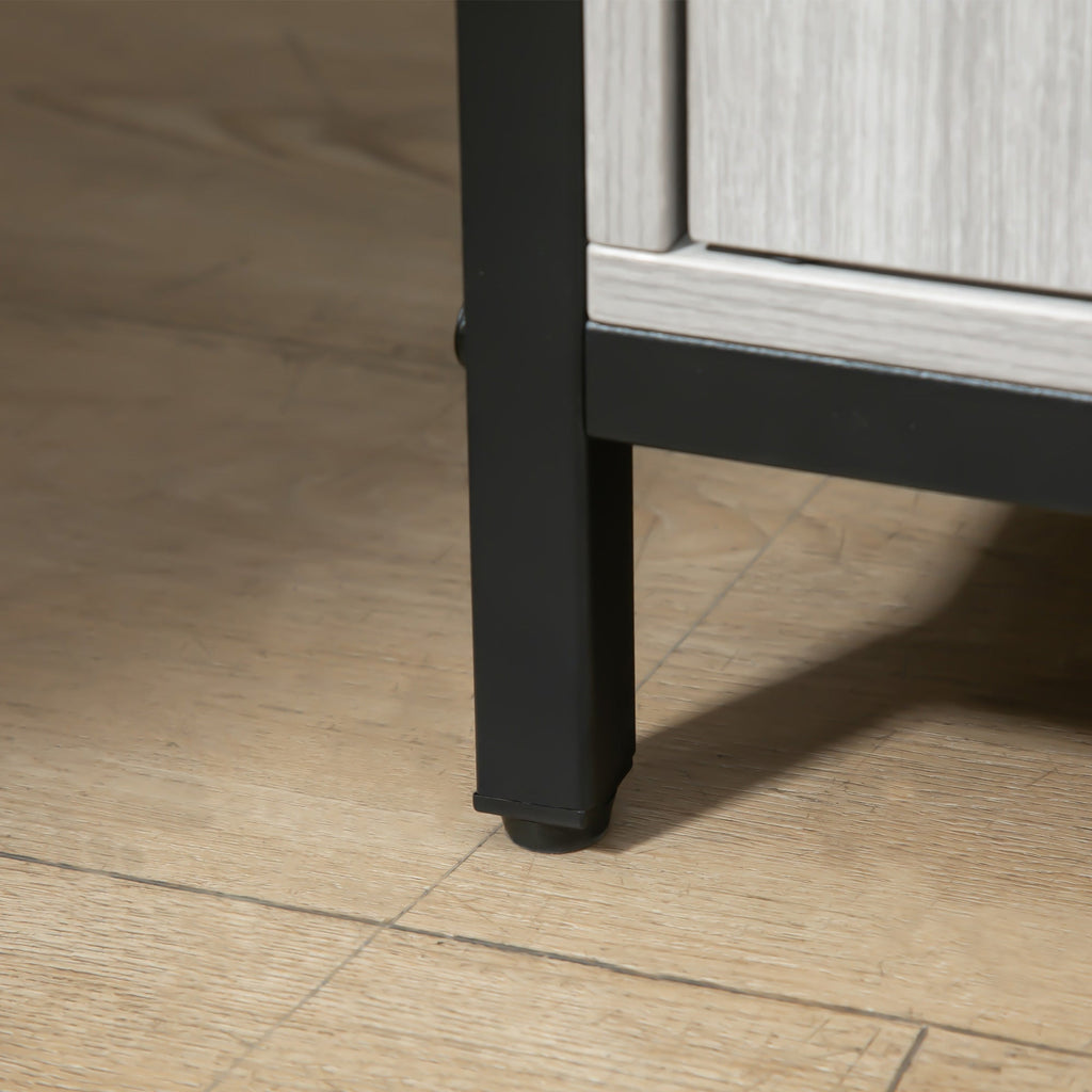 Easycomfort Credenza Moderna in Legno with 2 Armadietti e Ripiani, Mobile Cucina e per Ingresso Grigio Chiaro, 100x34x87.2cm
