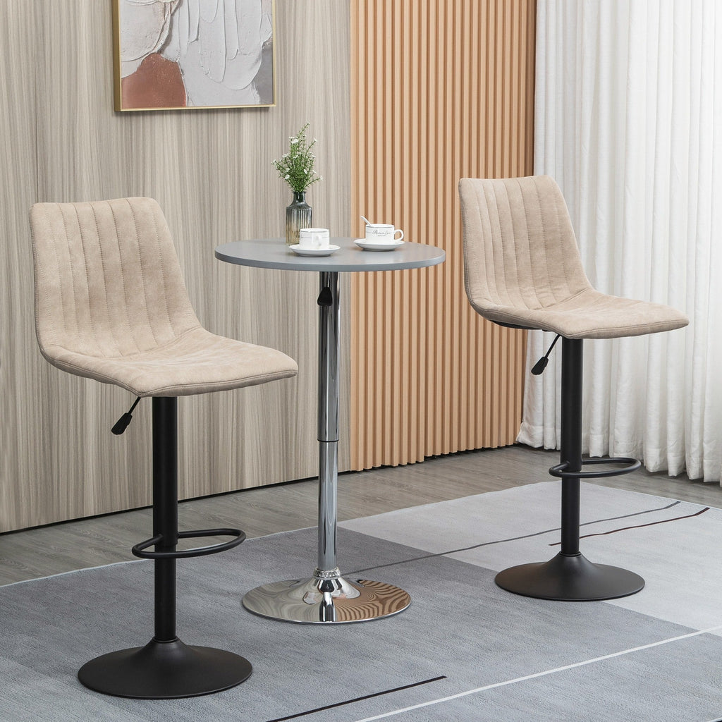 Easycomfort Sgabelli da Bar Set 2 Pezzi ad Altezza Regolabile, in Acciaio e Poliestere, 47.5x57.5x95-116 cm, Marrone
