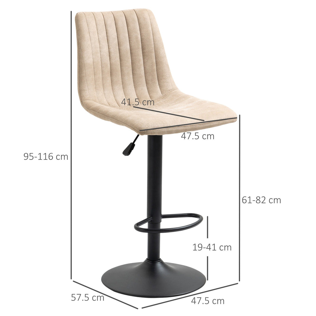 Easycomfort Sgabelli da Bar Set 2 Pezzi ad Altezza Regolabile, in Acciaio e Poliestere, 47.5x57.5x95-116 cm, Marrone
