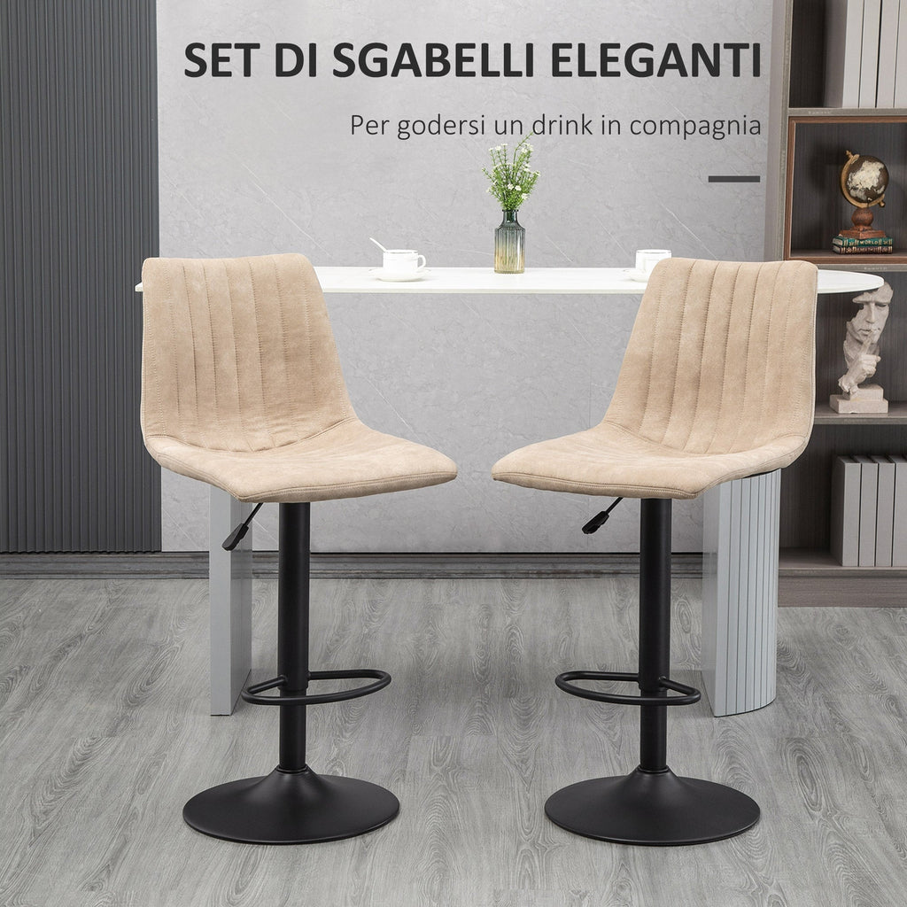 Easycomfort Sgabelli da Bar Set 2 Pezzi ad Altezza Regolabile, in Acciaio e Poliestere, 47.5x57.5x95-116 cm, Marrone
