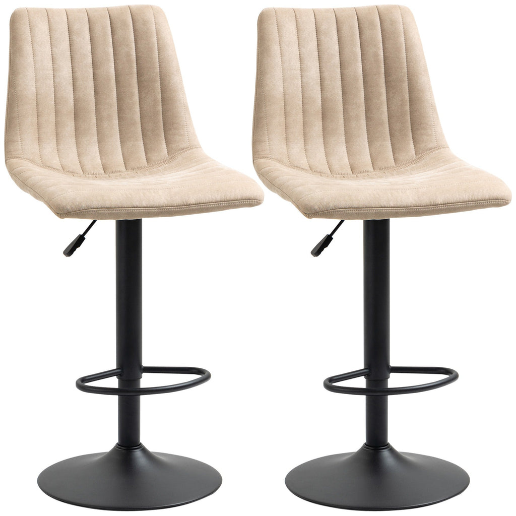 Easycomfort Sgabelli da Bar Set 2 Pezzi ad Altezza Regolabile, in Acciaio e Poliestere, 47.5x57.5x95-116 cm, Marrone