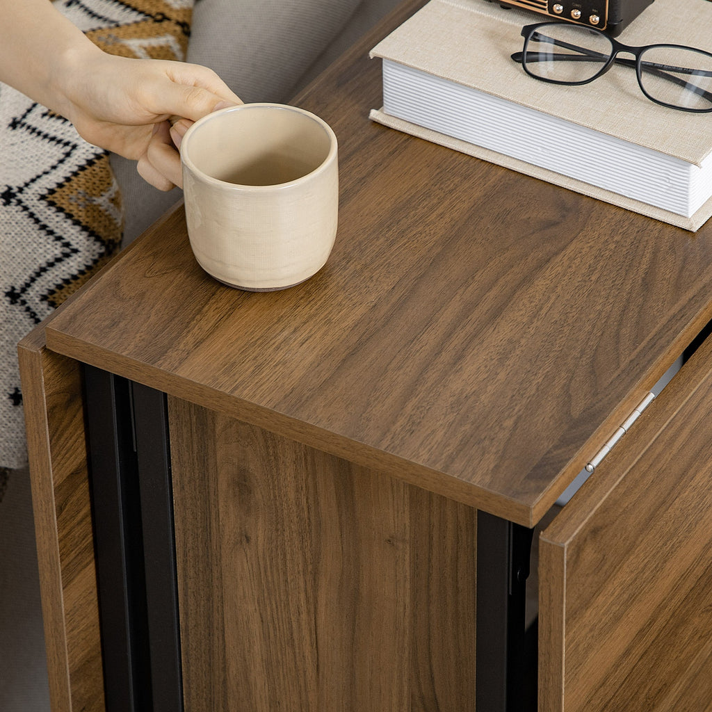 Easycomfort Tavolo Pieghevole with 6 Ruote e Mensola Stile Industriale in Legno e Metallo, Marrone Chiaro