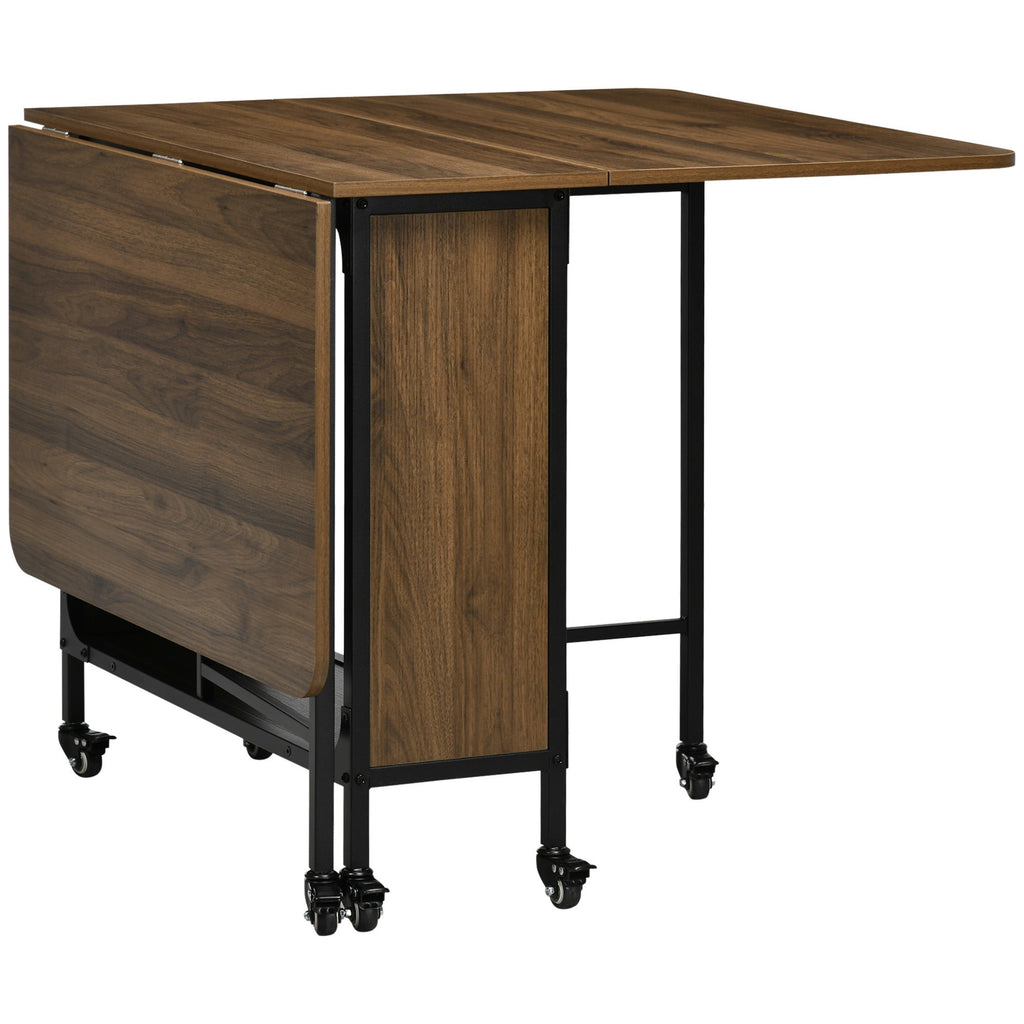 Easycomfort Tavolo Pieghevole with 6 Ruote e Mensola Stile Industriale in Legno e Metallo, Marrone Chiaro