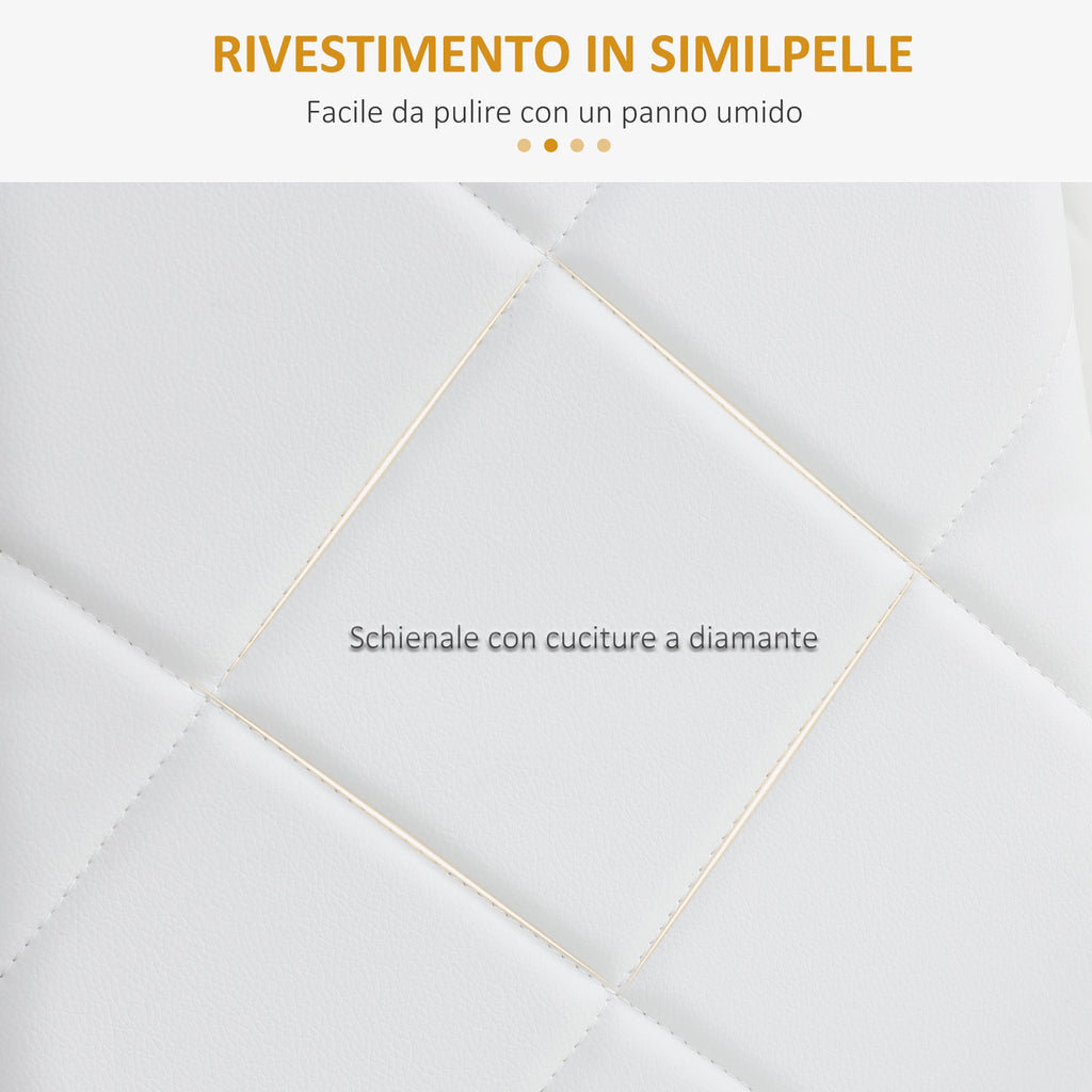 Easycomfort Set di 4 Sedie da Pranzo with Schienale Alto in Finta Pelle e Acciaio, 41x50x97cm, white