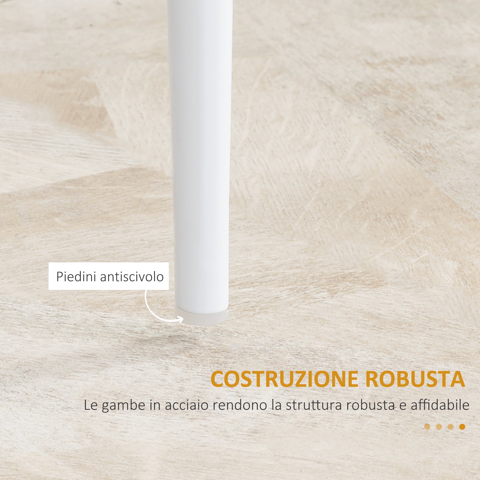 Easycomfort Set di 4 Sedie da Pranzo with Schienale Alto in Finta Pelle e Acciaio, 41x50x97cm, white