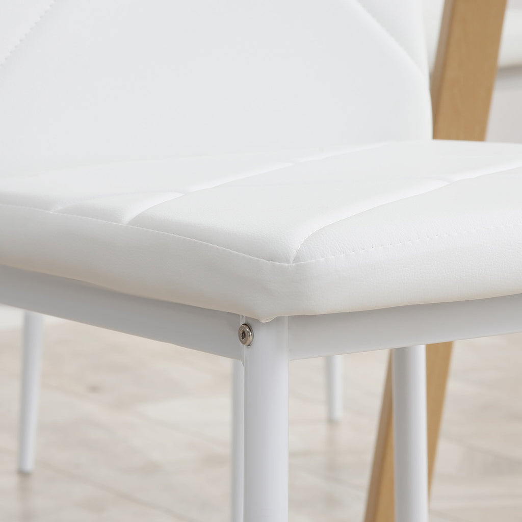 Easycomfort Set di 4 Sedie da Pranzo with Schienale Alto in Finta Pelle e Acciaio, 41x50x97cm, white
