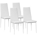 Easycomfort Set di 4 Sedie da Pranzo with Schienale Alto in Finta Pelle e Acciaio, 41x50x97cm, white