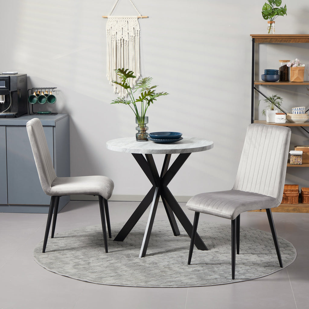 Easycomfort Set 2 Sedie da Cucina Imbottite e Salvaspazio with Gambe in Acciaio, 43x58x90 cm, Grigio e black