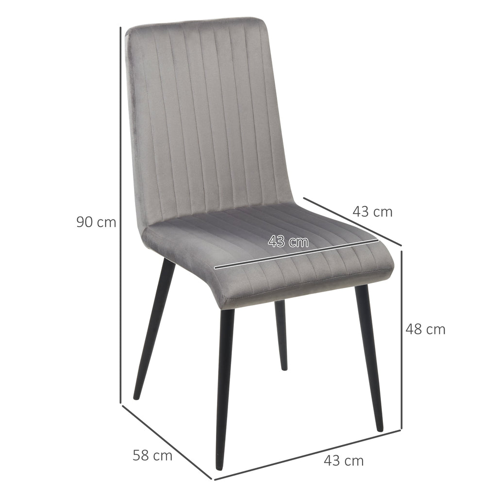 Easycomfort Set 2 Sedie da Cucina Imbottite e Salvaspazio with Gambe in Acciaio, 43x58x90 cm, Grigio e black