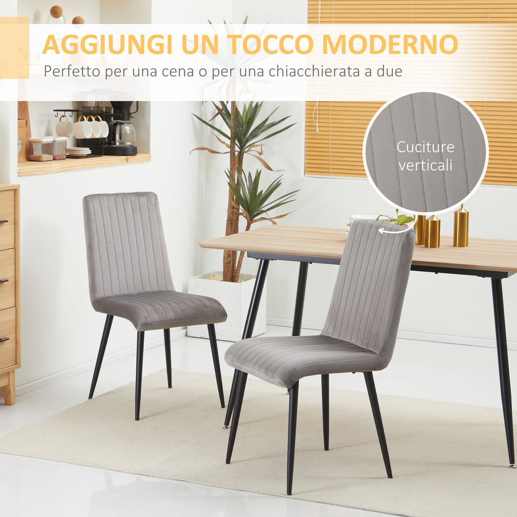 Easycomfort Set 2 Sedie da Cucina Imbottite e Salvaspazio with Gambe in Acciaio, 43x58x90 cm, Grigio e black
