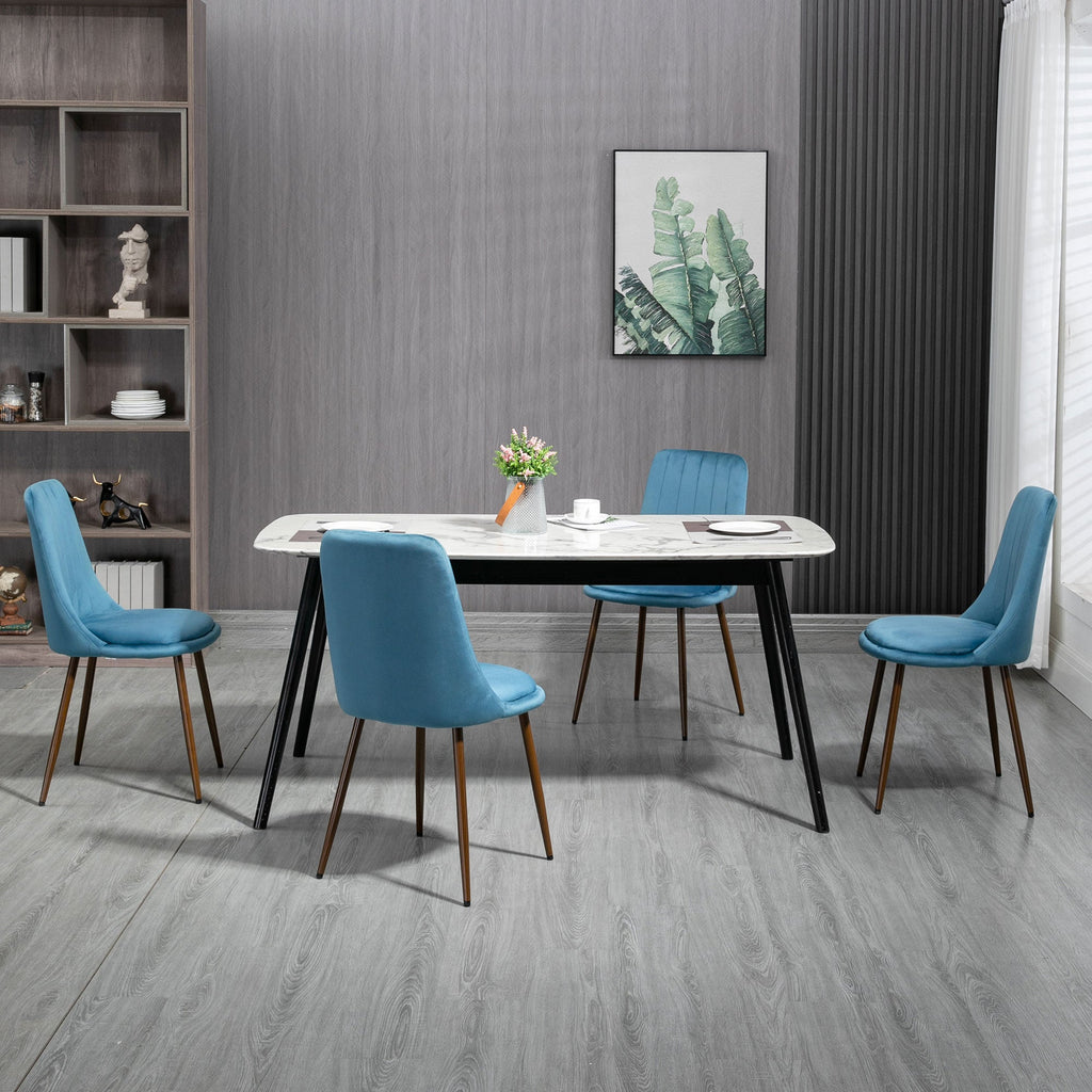Easycomfort Sedie da Cucina Imbottite, Set 4 Pezzi in Poliestere e Acciaio, 47x55x86 cm, Blu