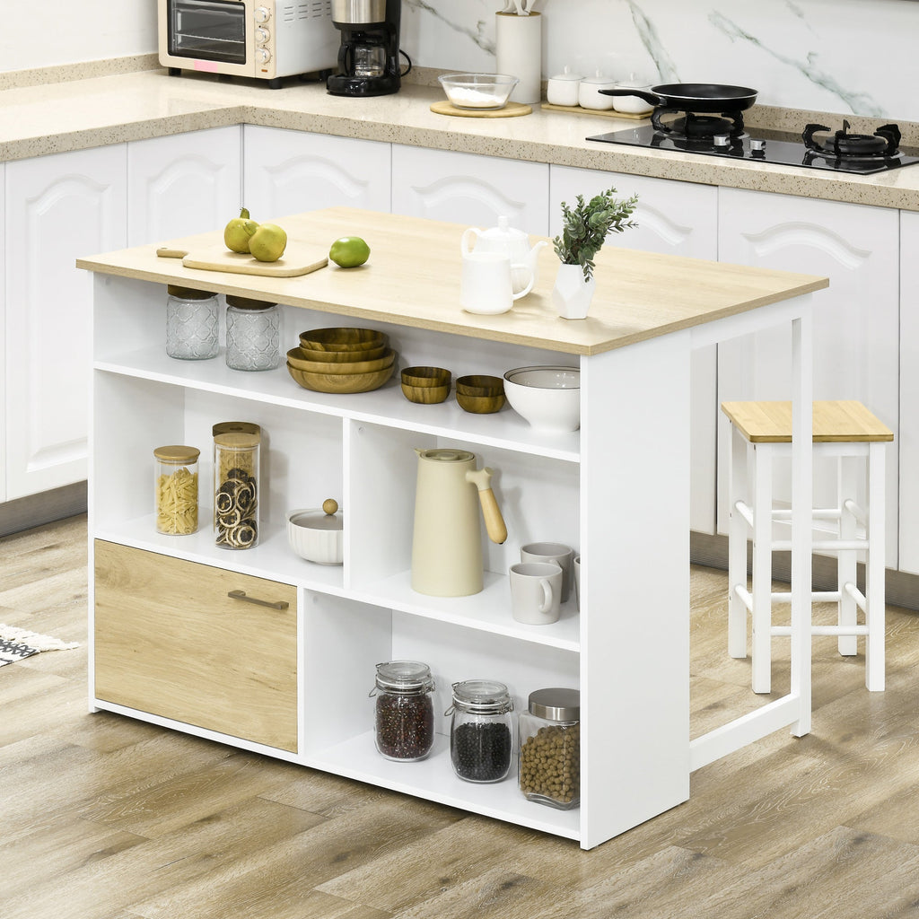 EasyComfort Bartafel MDF voor 2 personen, 4 open planken + kast, 116x79.5x91 cm
