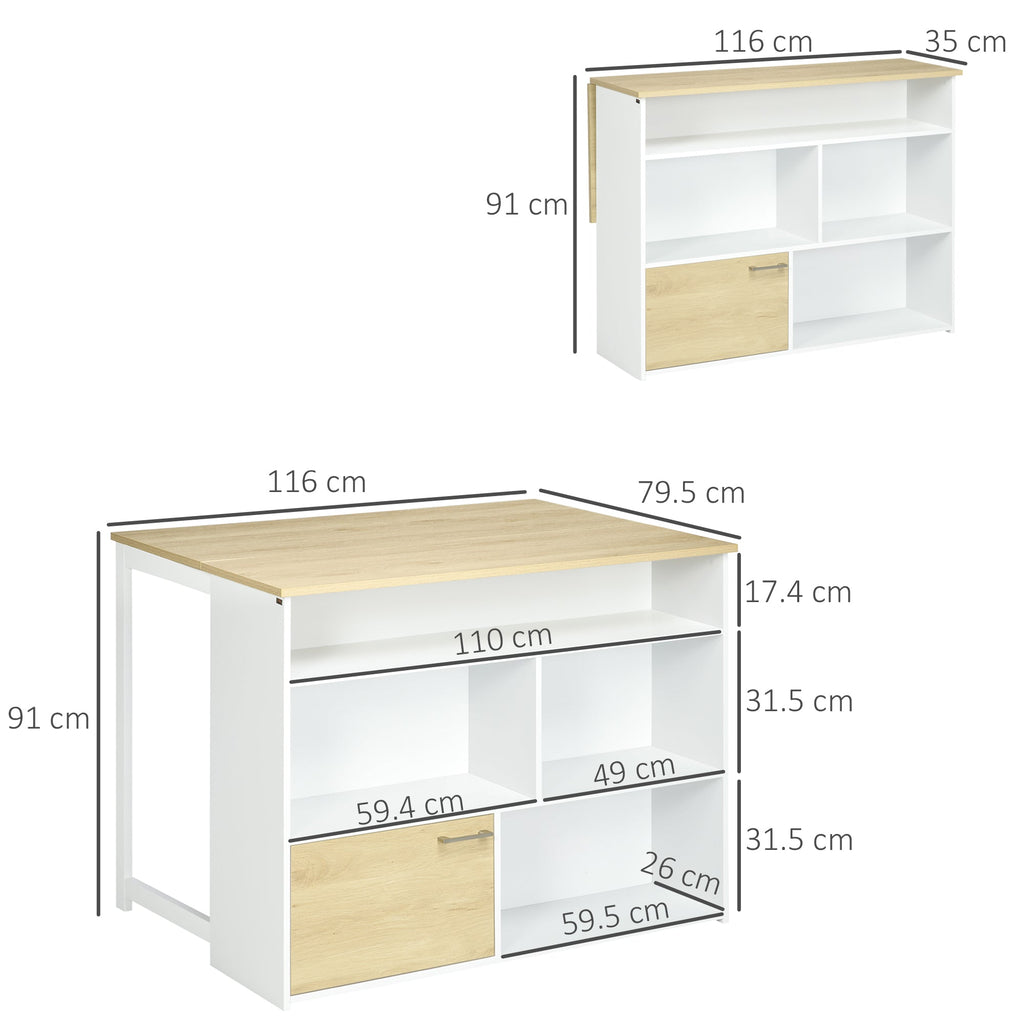 EasyComfort Bartafel MDF voor 2 personen, 4 open planken + kast, 116x79.5x91 cm