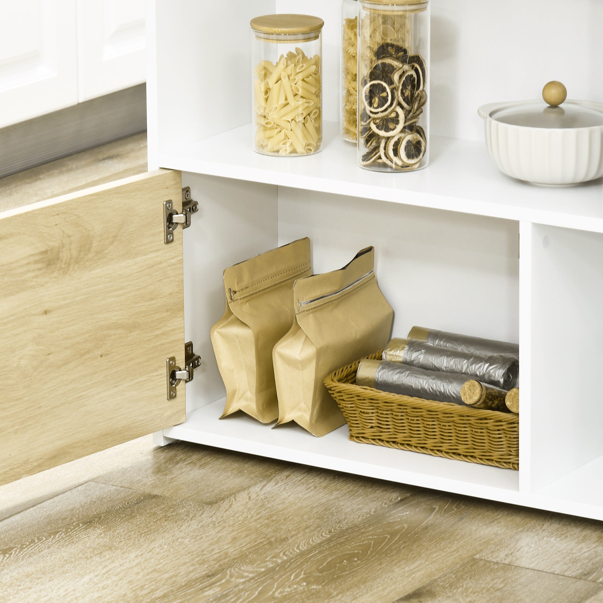 EasyComfort Bartafel MDF voor 2 personen, 4 open planken + kast, 116x79.5x91 cm