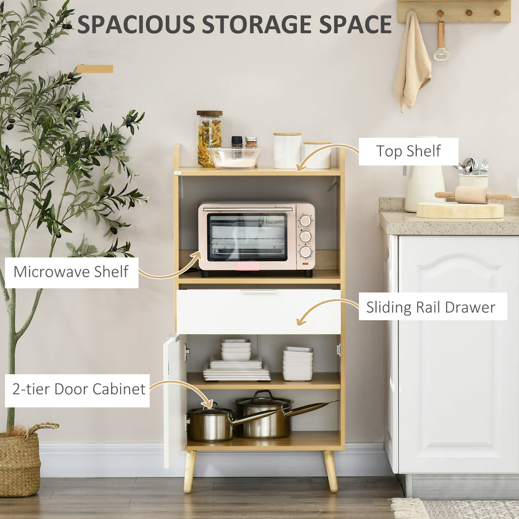 Easycomfort Mobiletto per Microonde in Truciolato with Ripiano Superiore, Cassetto Scorrevole e Armadietto, 58x40x118 cm