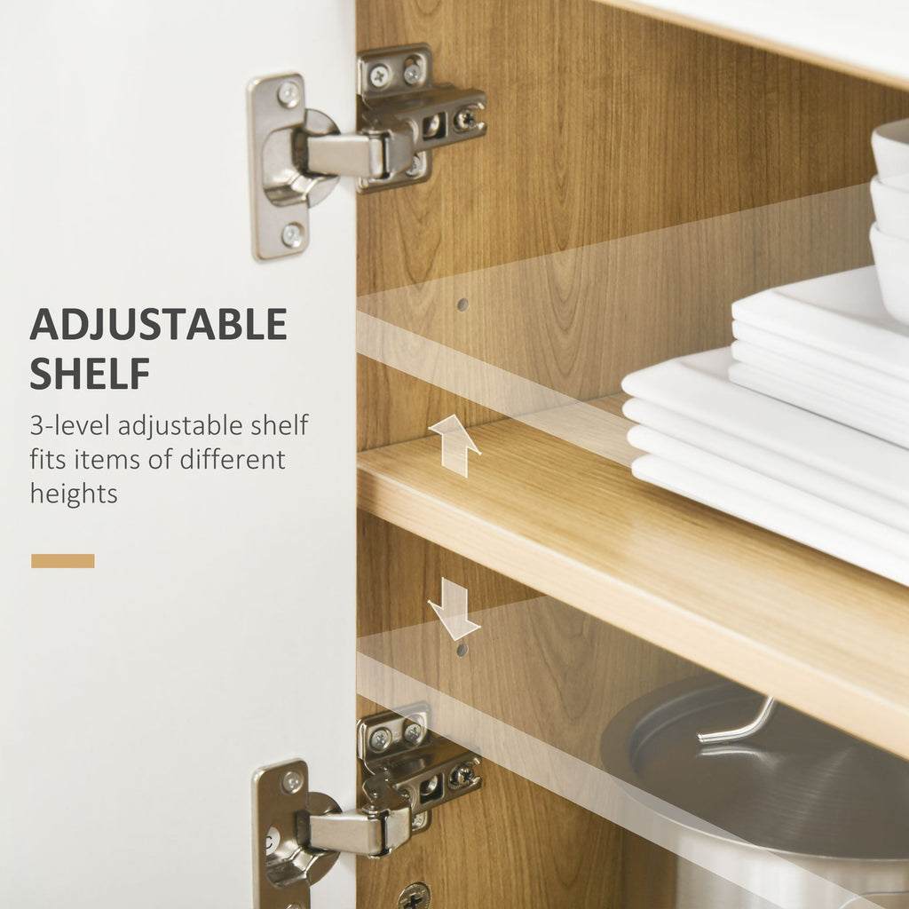 Easycomfort Mobiletto per Microonde in Truciolato with Ripiano Superiore, Cassetto Scorrevole e Armadietto, 58x40x118 cm