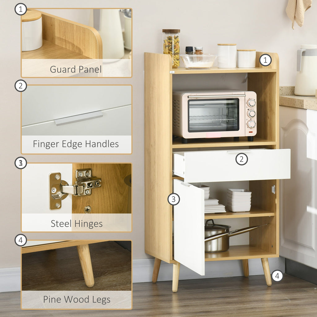 Easycomfort Mobiletto per Microonde in Truciolato with Ripiano Superiore, Cassetto Scorrevole e Armadietto, 58x40x118 cm