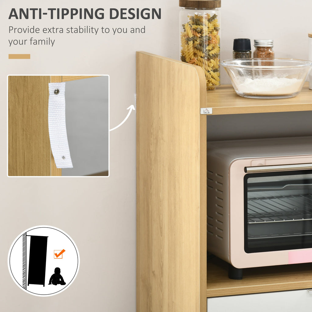 Easycomfort Mobiletto per Microonde in Truciolato with Ripiano Superiore, Cassetto Scorrevole e Armadietto, 58x40x118 cm