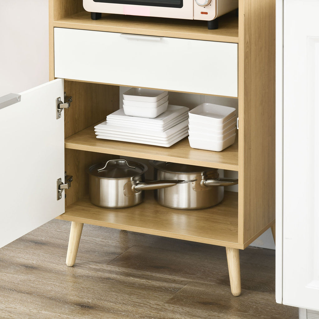 Easycomfort Mobiletto per Microonde in Truciolato with Ripiano Superiore, Cassetto Scorrevole e Armadietto, 58x40x118 cm