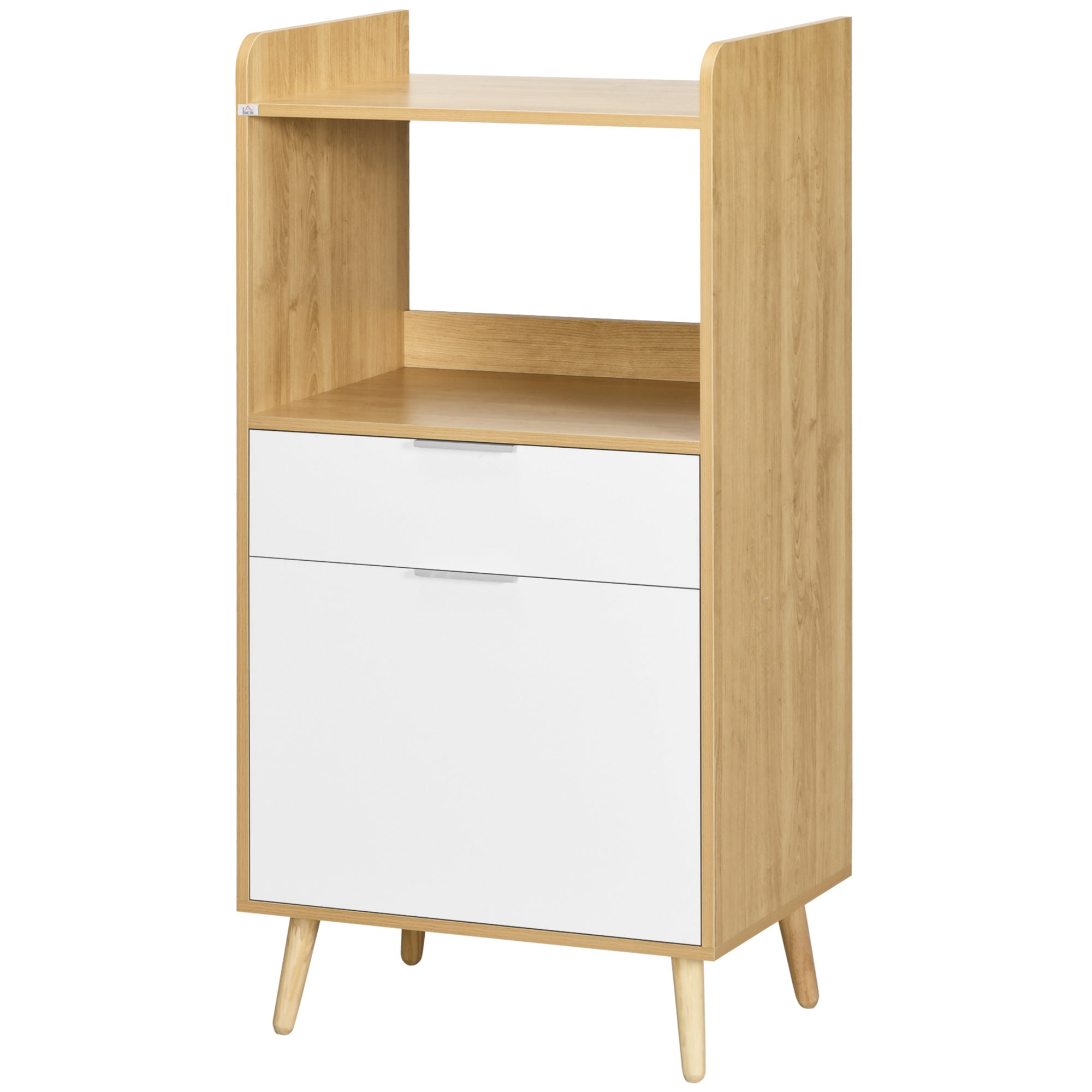 Easycomfort Mobiletto per Microonde in Truciolato with Ripiano Superiore, Cassetto Scorrevole e Armadietto, 58x40x118 cm