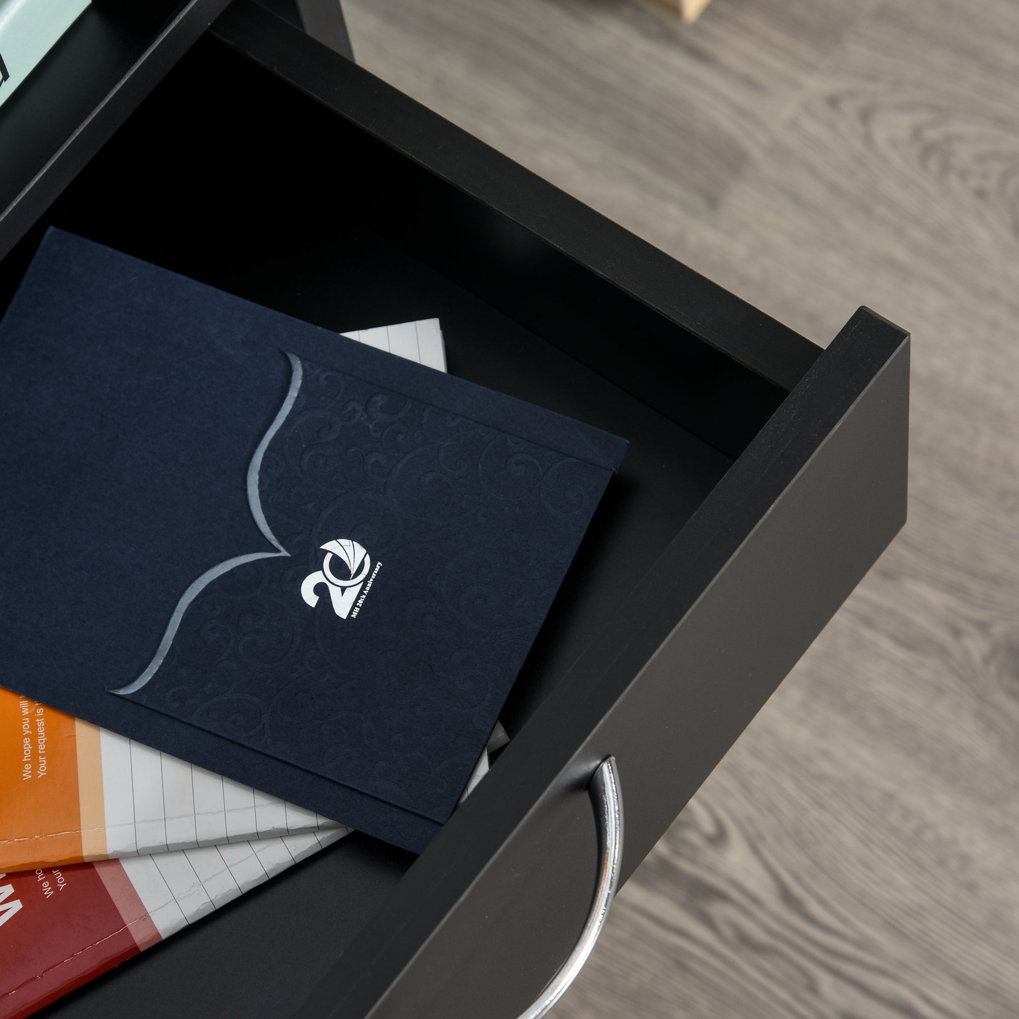 Easycomfort Cassettiera Portadocumenti da Ufficio in Legno black with 2 Cassetti, 4 Ruote Ominidirezionali, 40 x 35 x 60cm
