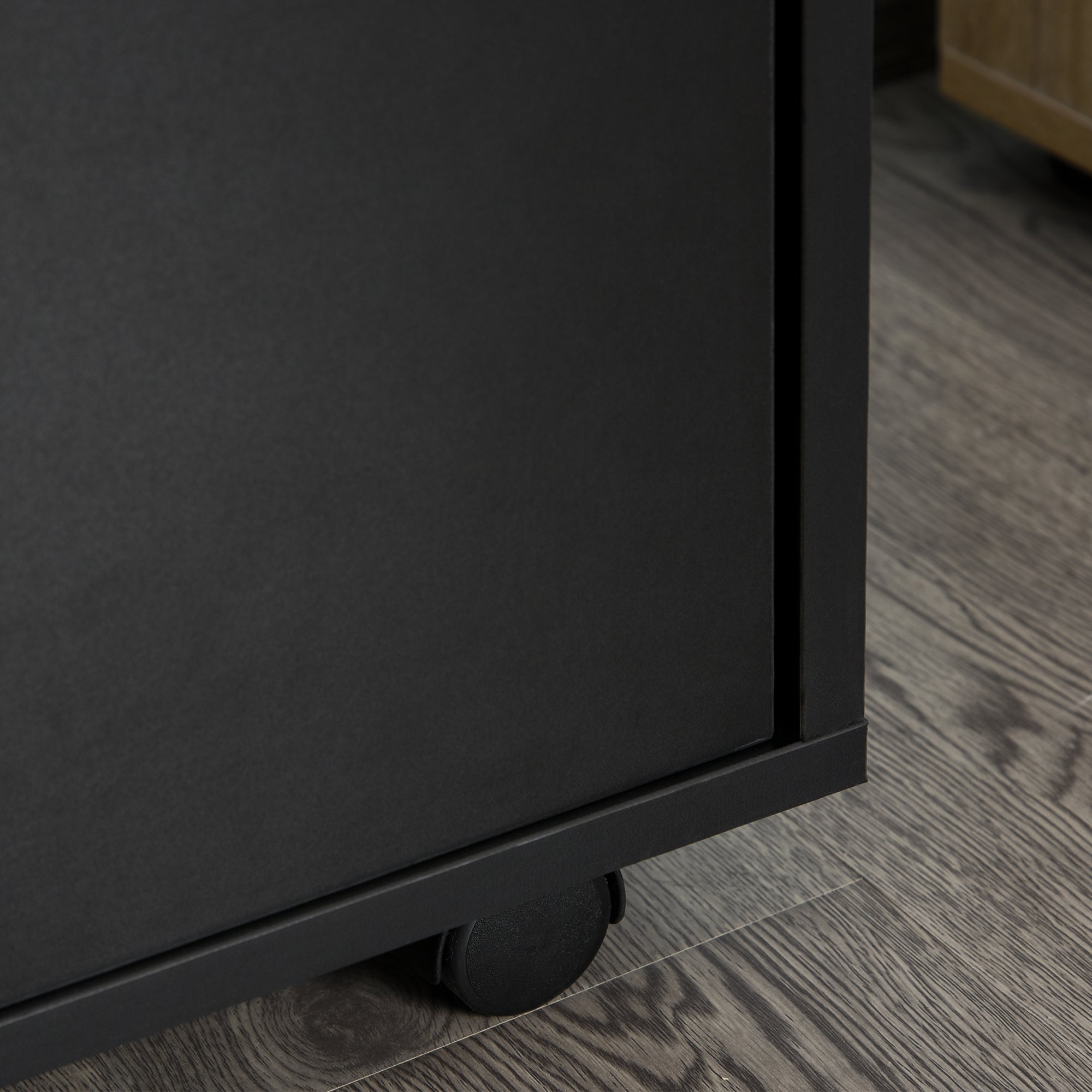 Easycomfort Cassettiera Portadocumenti da Ufficio in Legno black with 2 Cassetti, 4 Ruote Ominidirezionali, 40 x 35 x 60cm