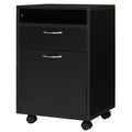 Easycomfort Cassettiera Portadocumenti da Ufficio in Legno black with 2 Cassetti, 4 Ruote Ominidirezionali, 40 x 35 x 60cm