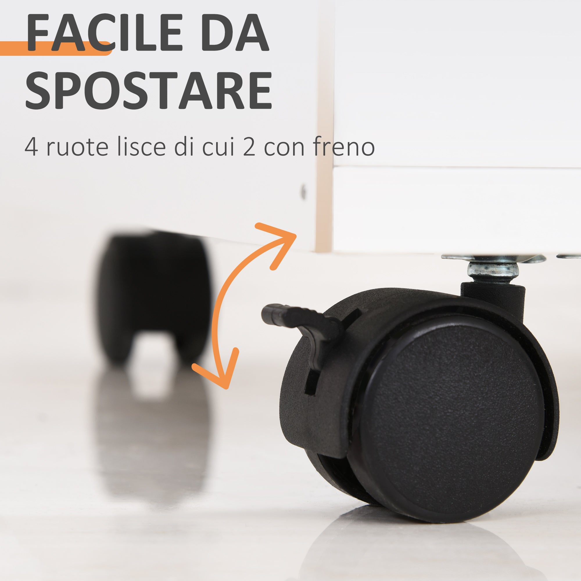Easycomfort Cassettiera per Ufficio with 2 Chiavi, Cassetto, Armadietto e 4 Ruote in Legno white, 40x35x60cm