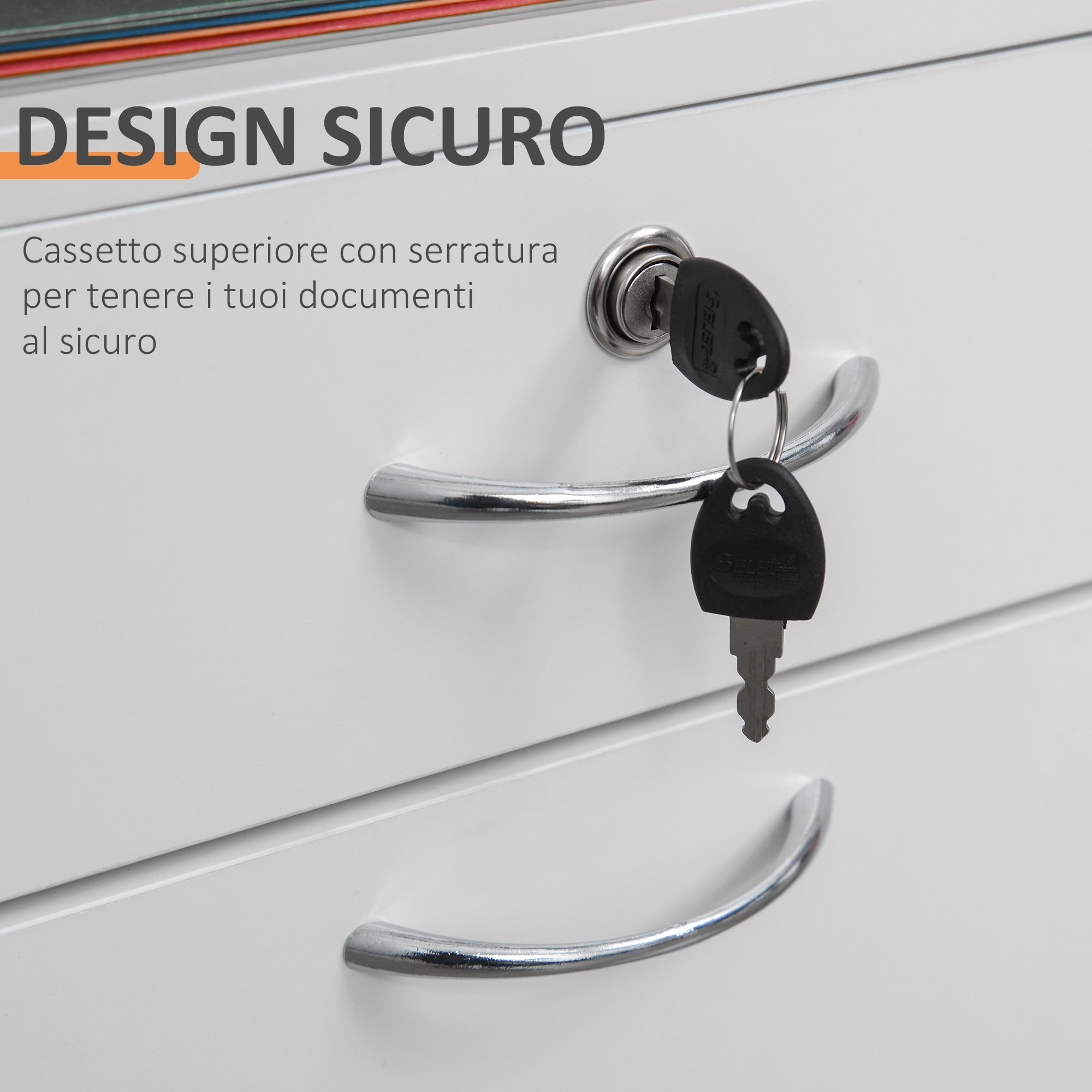 Easycomfort Cassettiera per Ufficio with 2 Chiavi, Cassetto, Armadietto e 4 Ruote in Legno white, 40x35x60cm
