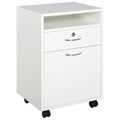 Easycomfort Cassettiera per Ufficio with 2 Chiavi, Cassetto, Armadietto e 4 Ruote in Legno white, 40x35x60cm