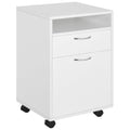 Easycomfort Cassettiera Portadocumenti da Ufficio in Legno white with 2 Cassetti, 4 Ruote Ominidirezionali, 40 x 35 x 60cm