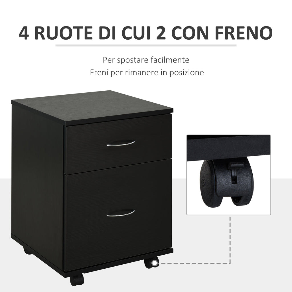 Easycomfort Cassettiera a Rotelle da Ufficio Salvaspazio in Legno, 41x39x58cm, black