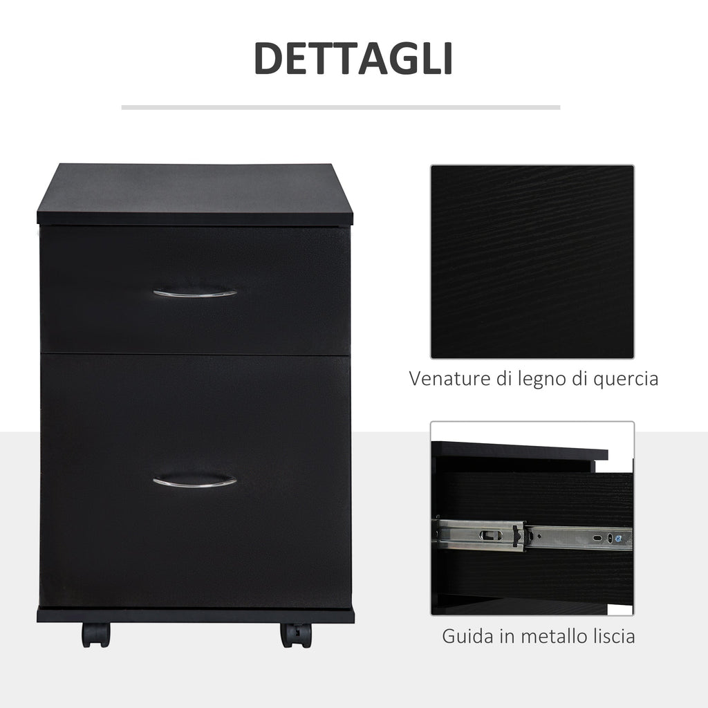 Easycomfort Cassettiera a Rotelle da Ufficio Salvaspazio in Legno, 41x39x58cm, black