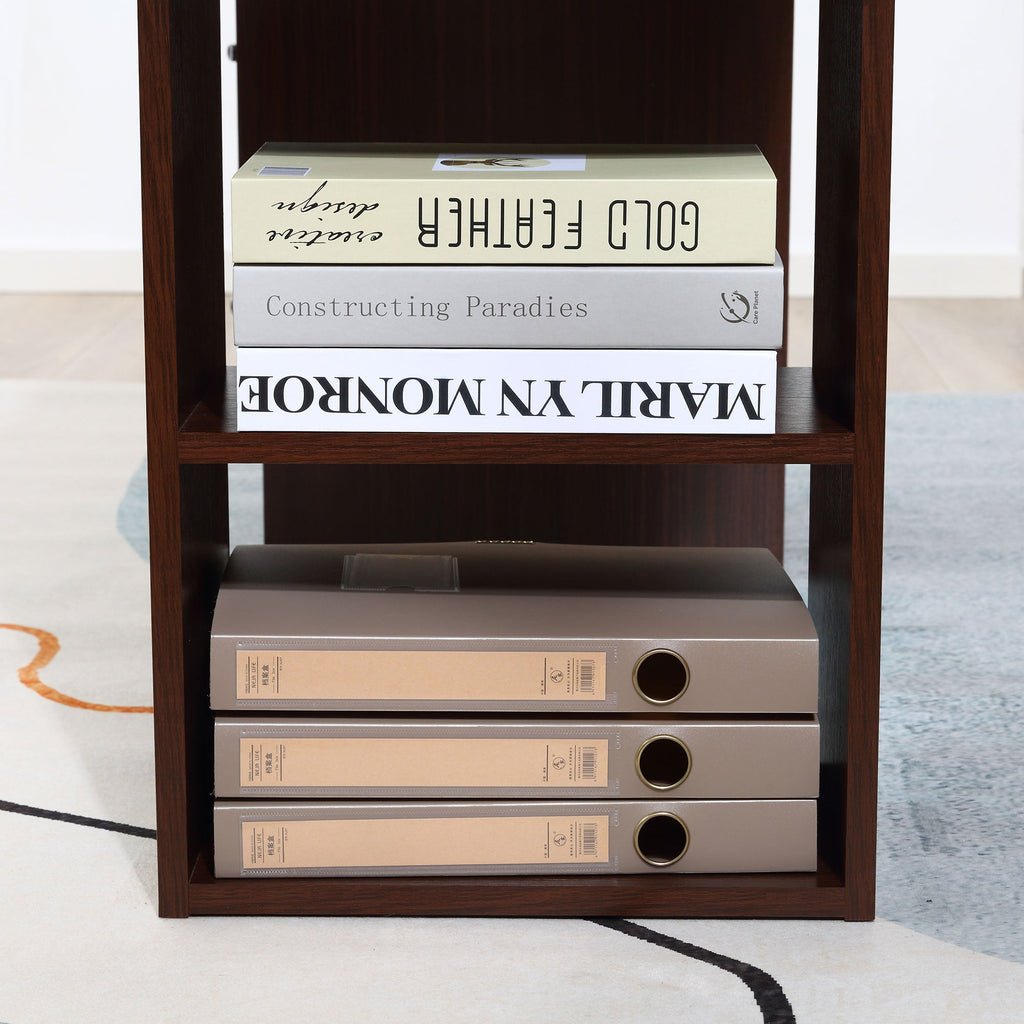Easycomfort Scrivania Ufficio with 3 Cassetti e 3 Ripiani Reversibili in Legno, 120x49x72cm, Noce