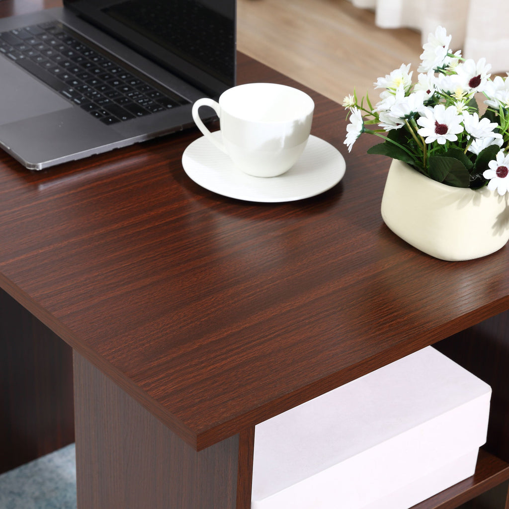 Easycomfort Scrivania Ufficio with 3 Cassetti e 3 Ripiani Reversibili in Legno, 120x49x72cm, Noce