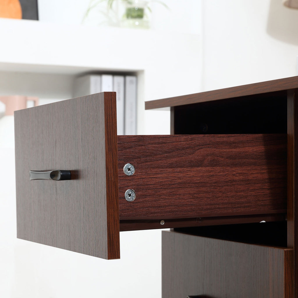 Easycomfort Scrivania Ufficio with 3 Cassetti e 3 Ripiani Reversibili in Legno, 120x49x72cm, Noce