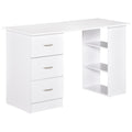 Easycomfort Scrivania Porta PC with 3 Cassetti e 3 Ripiani, Scrivania per Camera e Ufficio in Legno 120x49x72cm white