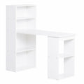 Easycomfort Scrivania Computer with Libreria Salvaspazio, Tavolo da Pranzo per Ufficio e Studio, 120x55x120 cm, white