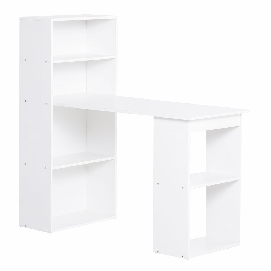 Easycomfort Scrivania Computer with Libreria Salvaspazio, Tavolo da Pranzo per Ufficio e Studio, 120x55x120 cm, white